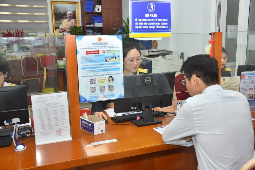 Bộ phận hỗ trợ doanh nghiệp, tổ chức của Thuế TP. Hà Nội. Ảnh: Thuế TP. Hà Nội