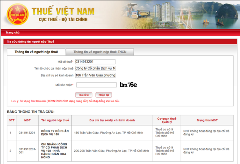 Ảnh chụp màn hình tra cứu thông tin công ty của Bùi Xuân Huấn (Huấn Hoa Hồng) cập nhật đến ngày 8/8/2026 trên Cổng thông tin của Cục Thuế./ Theo VietNamNet.