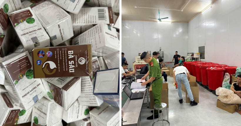 Hộp sản phẩm “Xương khớp bà Sáu”. (Ảnh: Công an Phú Thọ)
