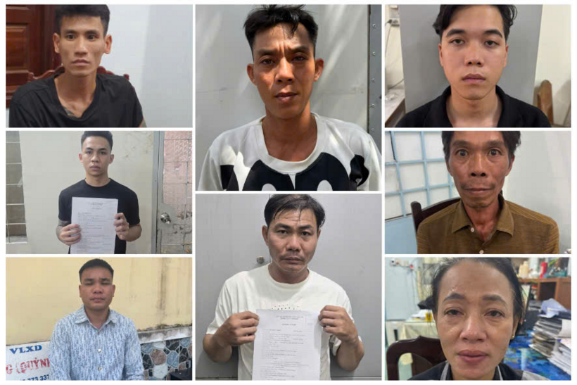 Các bị can bị bắt trong chuyên án. Ảnh: Công an An Giang