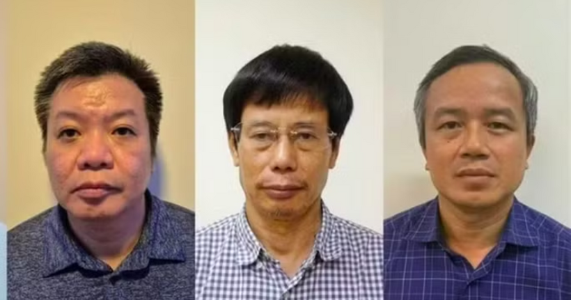 Các bị cáo Tống Hải Nam, Nguyễn Gia Liêm, Phạm Viết Hương. (Ảnh: Bộ Công an)