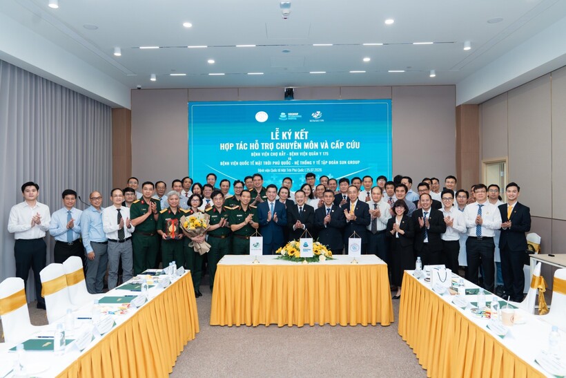 Bệnh viện Mặt Trời Phú Quốc đã ký kết nhiều thỏa thuận hợp tác chuyên môn toàn diện với các bệnh viện đầu ngành trong nước Ảnh Sun group