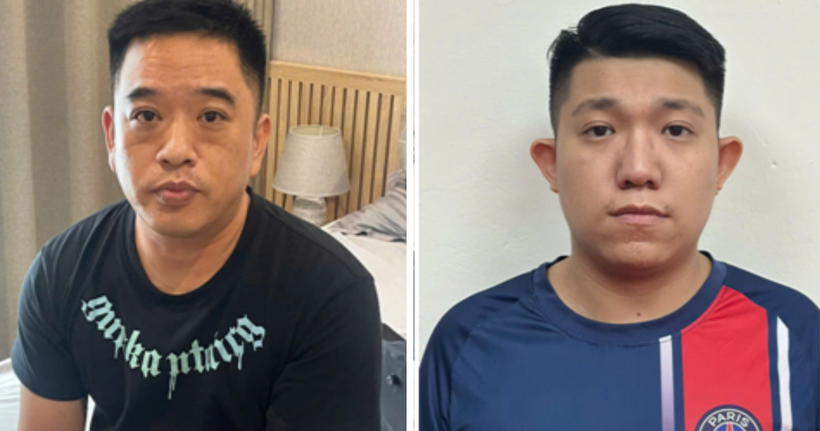 Các đối tượng Huang Lee Min Quốc tịch Trung Quốc (Lão Hoàng) và Lê Trung Hiếu. (Ảnh: Công an Hải Phòng)