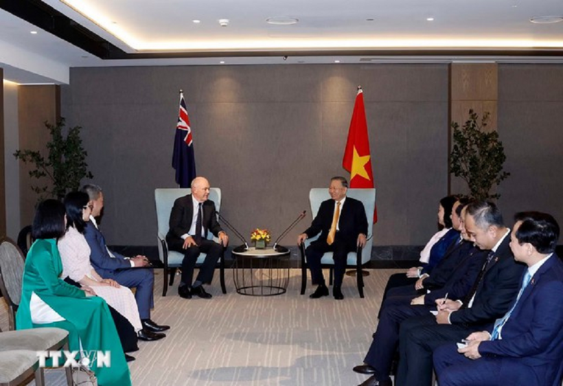 Tổng Bí thư, Chủ tịch nước Tô Lâm tiếp Quyền Chủ tịch Hội Hữu nghị New Zealand - Việt Nam (Ảnh: TTXVN).
