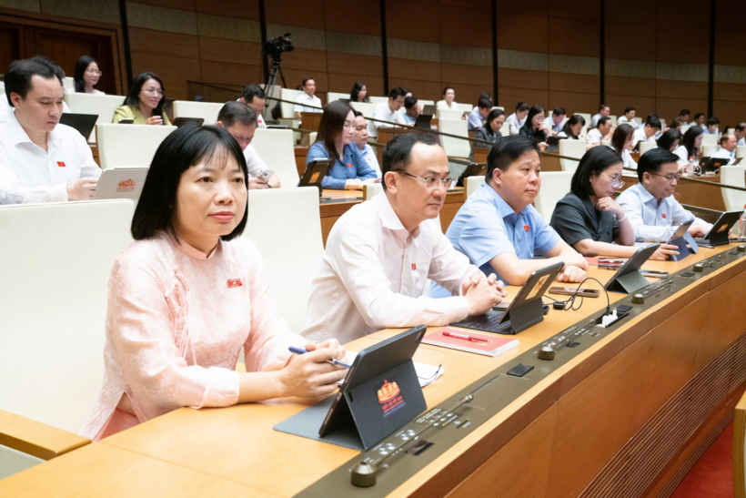 Các ĐBQH tại phiên thảo luận sáng 13/8 (Ảnh: Media Quốc hội).