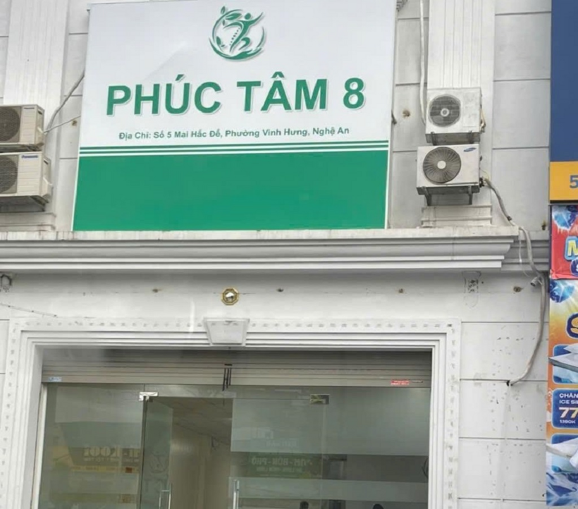 Bên ngoài cơ sở Phúc Tâm 8. Ảnh: Công an Nghệ An.