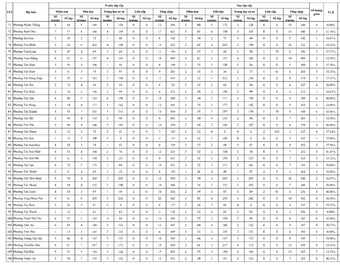 TP.HCM công bố phương án sắp xếp trường học tại 168 phường, xã - 3