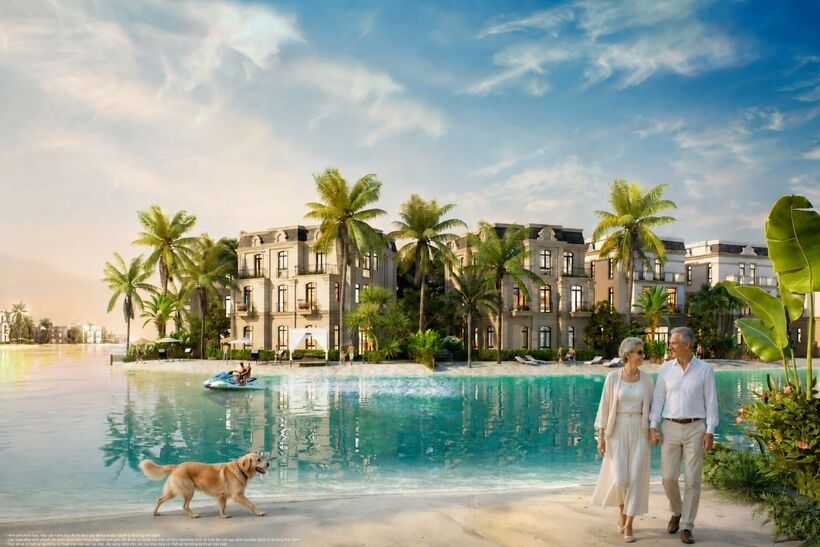 Không gian sống bên Paradise Lagoon giúp thế hệ tuổi vàng tận hưởng thiên nhiên, duy trì vận động, mà vẫn gần gũi bên con cháu. Ảnh Vingroup cung cấp