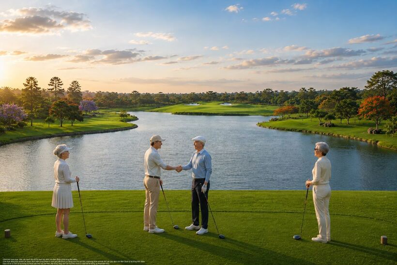 Bộ đôi sân golf 18 hố giúp cư dân tuổi vàng duy trì sức khỏe, theo đuổi đam mê và kết nối với cộng đồng văn minh. Ảnh Vingroup cung cấp