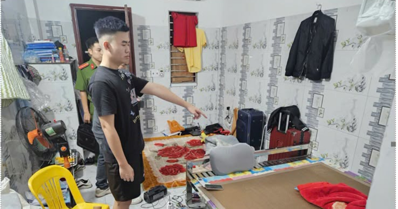 Nguyễn Trọng Khánh tại hiện trường. (Ảnh: Công an tỉnh Hưng Yên)