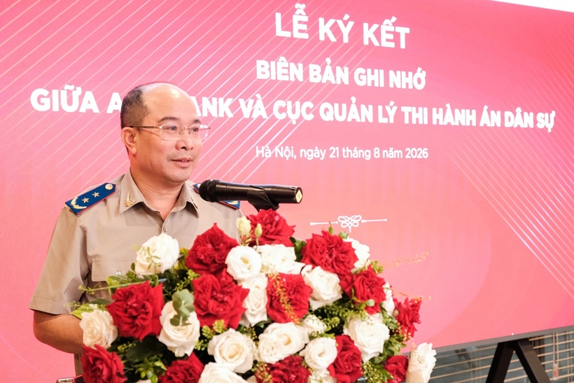 Ông Nguyễn Thắng Lợi - Cục trưởng Cục Quản lý Thi hành án dân sự phát biểu tại Lễ ký kết. Nguồn ảnh Agribank
