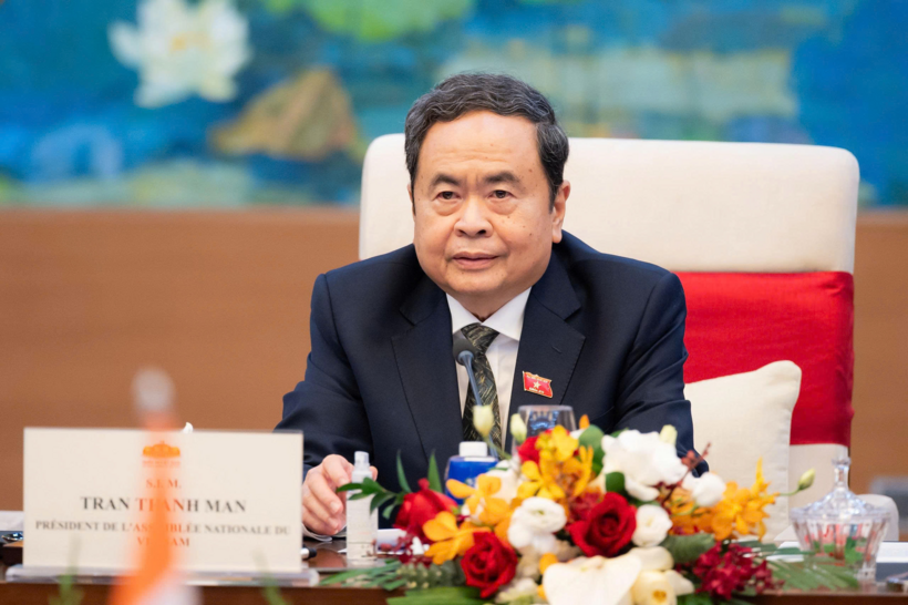 Chủ tịch Quốc hội Trần Thanh Mẫn phát biểu tại hội đàm (Ảnh: Media Quốc hội).