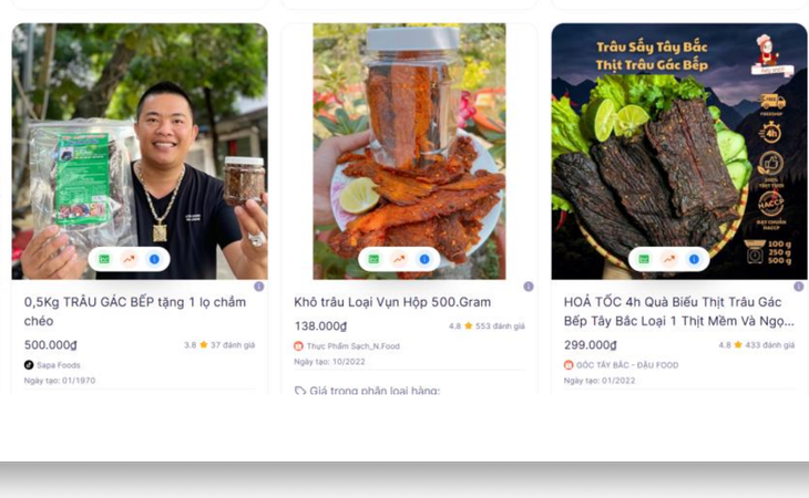 Sản phẩm "trâu gác bếp" của Hải Sapa TV được bán với giá 1 triệu đồng/kg trên sàn thương mại điện tử - Ảnh: Metric/ Theo Tuổi trẻ.