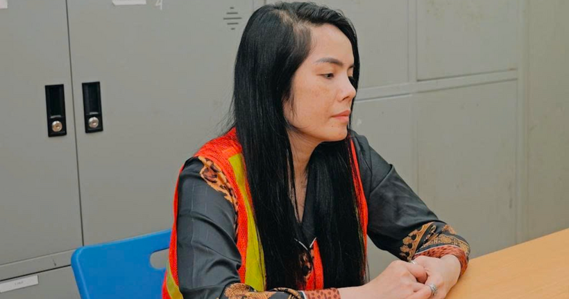 Kiều Thị Thanh tại cơ quan công an. (Ảnh: Công an Hà Nội)