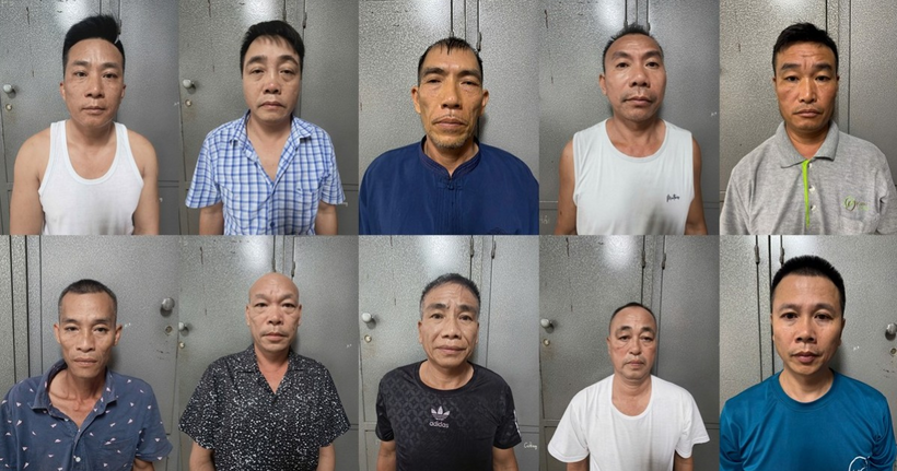 Các đối tượng tại cơ quan Công an. (Ảnh: Công an Bắc Ninh)