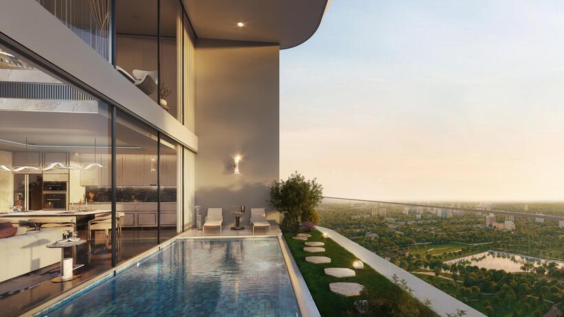 The Rey Edition được ví như “resort giữa tầng không” khi sở hữu hồ bơi và sân vườn riêng. Nguồn ảnh DNCC