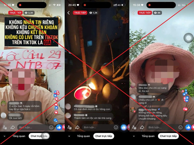 Đối tượng livestream đưa các nội dung mang yếu tố tâm linh, thu hút hàng nghìn người xem. Ảnh: Công an Đắk Lắk