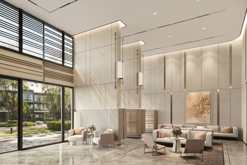 Phối cảnh sảnh lobby tòa tháp cao tầng tại Imperia Sensa Park. Nguồn ảnh MIK Group