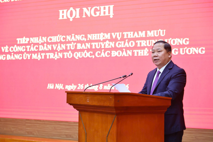 Ông Nguyễn Phi Long - Ủy viên Trung ương Đảng, Phó Bí thư Thường trực Đảng ủy MTTQ, các đoàn thể Trung ương, Phó Chủ tịch Ủy ban Trung ương MTTQ Việt Nam (Ảnh: Minh Đức).