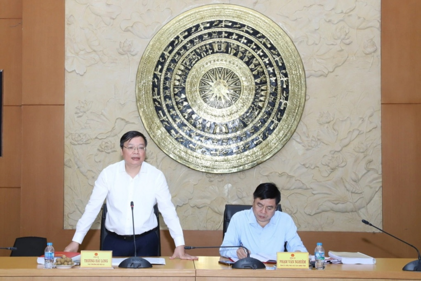 Thứ trưởng Bộ Nội vụ Trương Hải Long phát biểu tại buổi làm việc (Ảnh: Nguyễn Quỳnh).