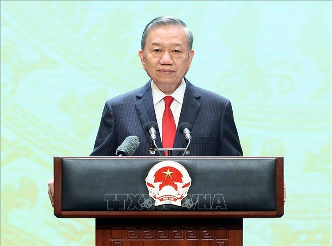 Tổng Bí thư, Chủ tịch nước Tô Lâm đọc Diễn văn Kỷ niệm 81 năm Ngày Quốc khánh nước Cộng hòa xã hội chủ nghĩa Việt Nam. Ảnh: Thống Nhất/TTXVN
