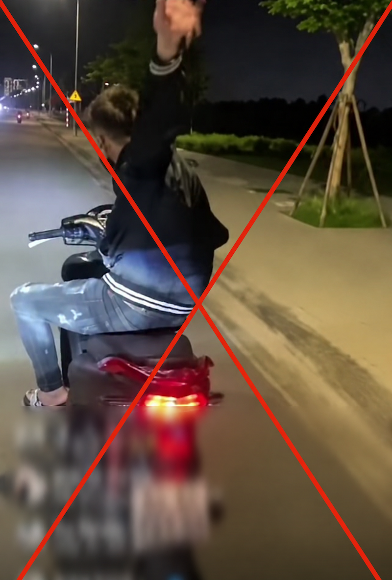 Hình ảnh N.T.Đ. điều khiển xe mô tô có dấu hiệu vi phạm trật tự, an toàn giao thông, kèm những lời lẽ mang tính thách thức lực lượng chức năng được đăng tải trên mạng xã hội. Ảnh: Cục CSGT