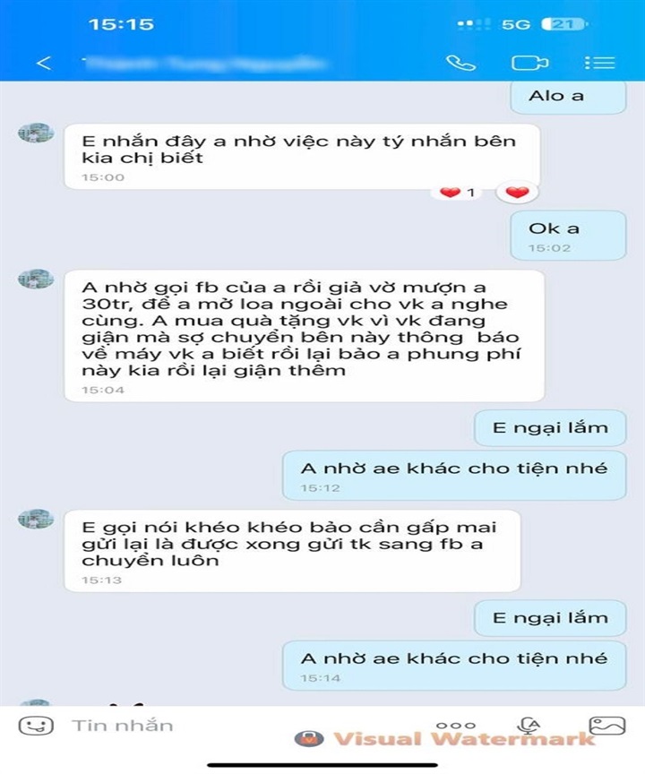 Ảnh tin nhắn từ tài khoản zalo bị mạo danh. Ảnh Công an tỉnh Phú Thọ.