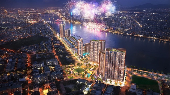 Tháp TMDV Symphony 5 thuộc quần thể Sun Symphony Residence bên dòng sông Hàn biểu tượng. Ảnh: Sun Property.