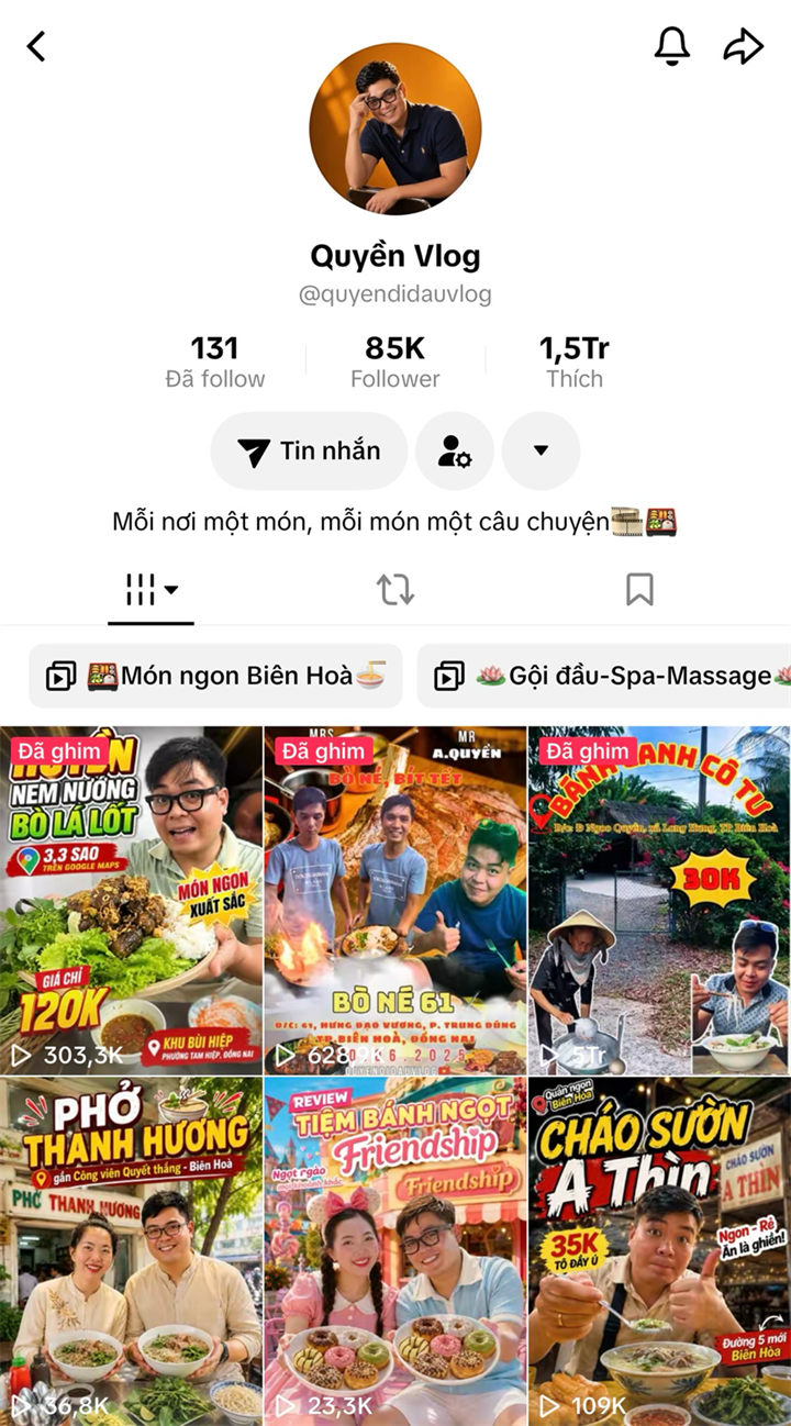 Lê Minh Quyền và kênh riêng về ẩm thực do anh là nhà sáng tạo nội dung