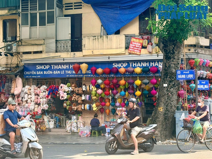 Đèn lồng Trung thu với nhiều kiểu dáng, màu sắc được bày bán tại các gian hàng trên phố Hàng Mã, Hà Nội.