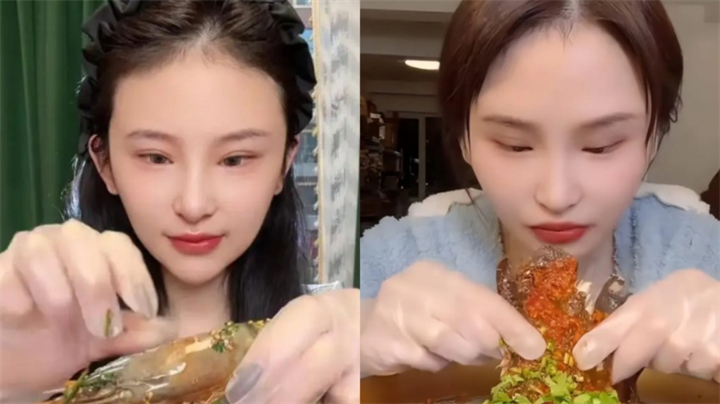 Yingying trong những lần mukbang đồ ăn. Ảnh chụp màn hình: NTDTV