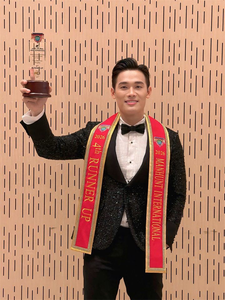 Trần Tiến Dũng đoạt á vương 4 Manhunt International 2026. Ảnh: VnExpress