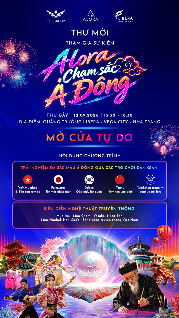 “Alora - Chạm sắc Á Đông” diễn ra từ 15h30 đến 18h30 ngày 12/9 tại Quảng trường Libera, mở cửa tự do cho du khách và người dân địa phương.Nguồn ảnh Vega city
