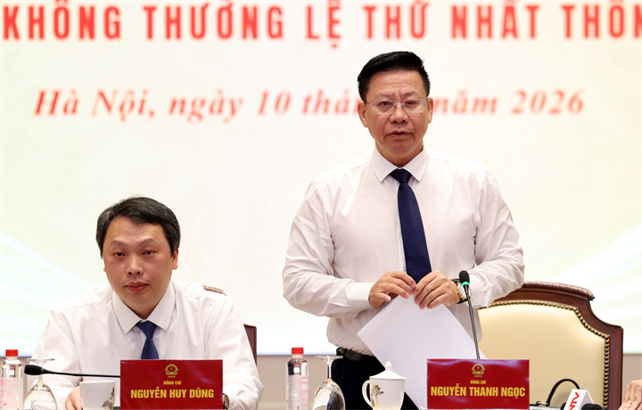 Thứ trưởng Bộ Tư pháp Nguyễn Thanh Ngọc phát biểu tại họp báo - Ảnh: chinhphu.vn/Đức Tuân