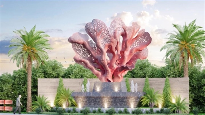 Phối cảnh dự kiến cây san hô biểu tượng như lời chào du khách đến với Alora Nha Trang. ảnh: Vega City
