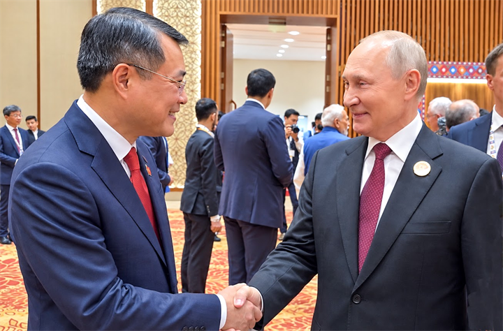 Thủ tướng Lê Minh Hưng gặp Tổng thống Liên bang Nga Vladimir Putin - Ảnh: BNG