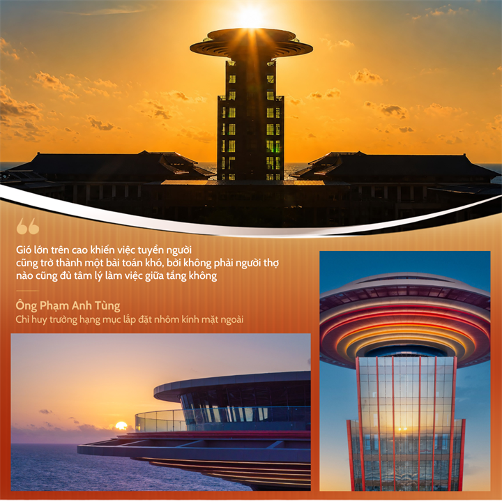 Ông Phạm Anh Tùng chia sẻ về những khó khăn khi thi công phần mái của tòa Nam Phương. Nguồn ảnh Sun Group