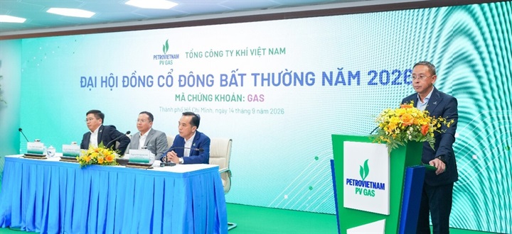 Thành viên HĐTV Petrovietnam Trần Bình Minh phát biểu tại Đại hội. Nguồn ảnh PV GAS