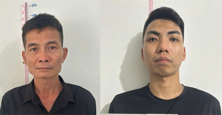 Bị can Trần Trí Thức (trái) và Nguyễn Hoàng Khang. Ảnh: Phan Giang/ Trang thông tin điện tử Công an tỉnh An Giang