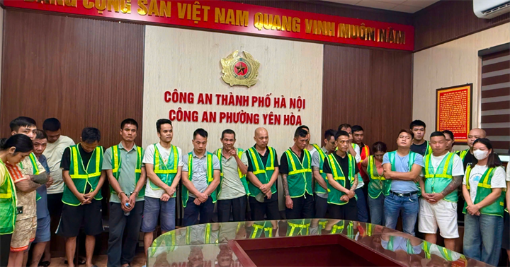 Một số đối tượng trong đường dây. (Ảnh: Công an Hà Nội)