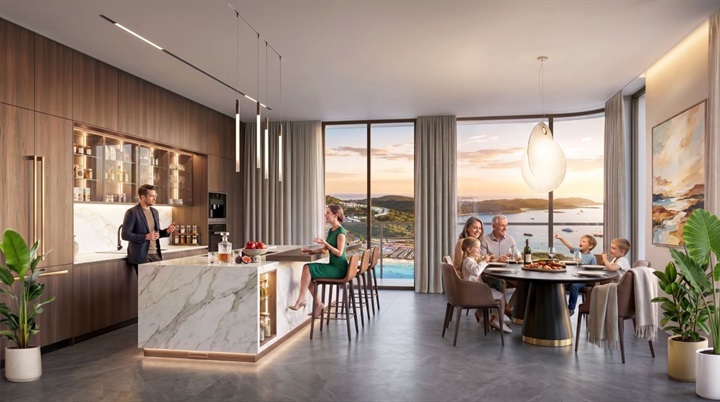 Không gian sống phóng khoáng lấy cảm hứng từ Malibu Hills (Mỹ), mở trọn trường nhìn không giới hạn ra biển - núi - vịnh và đón vi khí hậu trong lành. Nguồn ảnh Vingroup