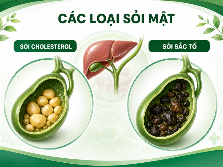 Các loại sỏi mật thường gặp