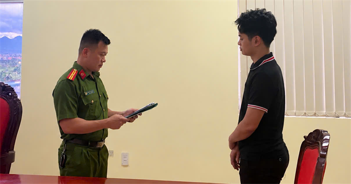 Bị can Trương Minh Hiếu tại cơ quan Công an. (Ảnh: Công an Quảng Ninh)