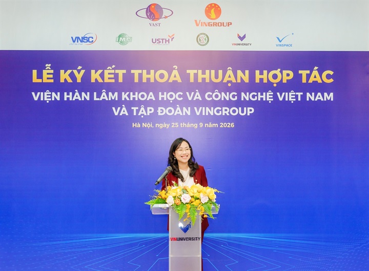 TS. Lê Mai Lan, Phó Chủ tịch Tập đoàn Vingroup, Chủ tịch Hội đồng Trường Đại học VinUni kêu gọi nhanh chóng triển khai các hoạt động hợp tác tạo ra kết quả thực tế. Nguồn ảnh Vingroup