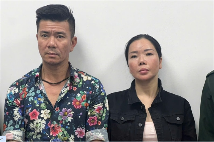 Vợ chồng Nguyễn Thị Mai Anh, Lê Văn Đông. Ảnh: Công an Hà Nội