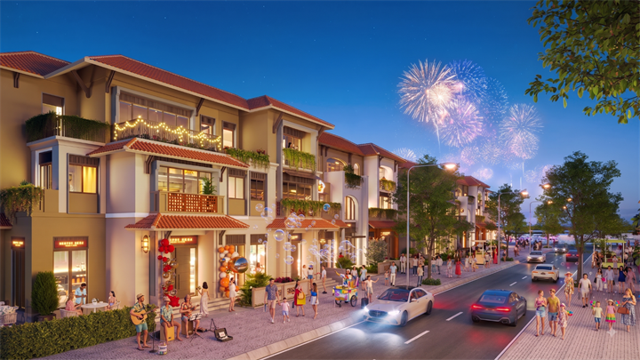 Mặt tiền ấn tượng mở ra tiềm năng kinh doanh boutique thời trang, gallery, ẩm thực cao cấp. Nguồn ảnh Sun Group