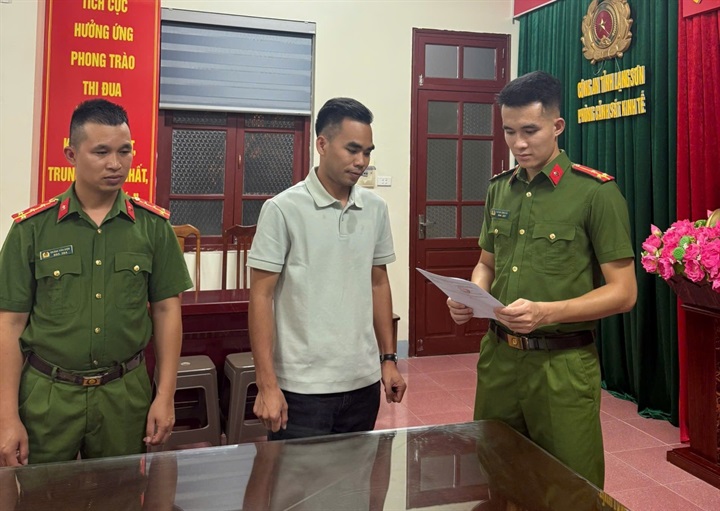 Cơ quan Cảnh sát điều tra Công an tỉnh khởi tố bị can Hoàng Minh Hậu. Ảnh Công an tỉnh Lạng Sơn.