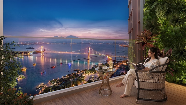 Đặc quyền thu trọn "dòng sông ánh sáng" và các cây cầu biểu tượng từ ban công Sun Symphony Residence. Ảnh: Sun Property.