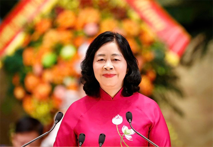 Đồng chí Bùi Thị Minh Hoài, Ủy viên Bộ Chính trị, Bí thư Trung ương Đảng, Chủ tịch Ủy ban Trung ương Mặt trận Tổ quốc Việt Nam.