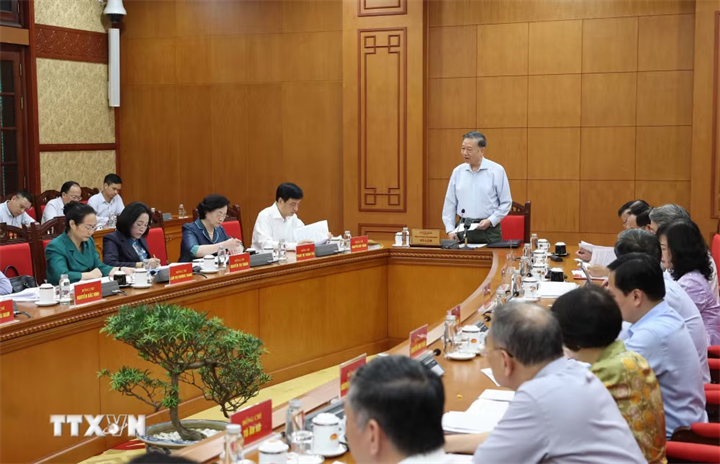 Tổng Bí thư, Chủ tịch nước Tô Lâm phát biểu chỉ đạo tại buổi làm việc về phát triển thể dục thể thao trong giai đoạn mới. (Ảnh: Thống Nhất/TTXVN)